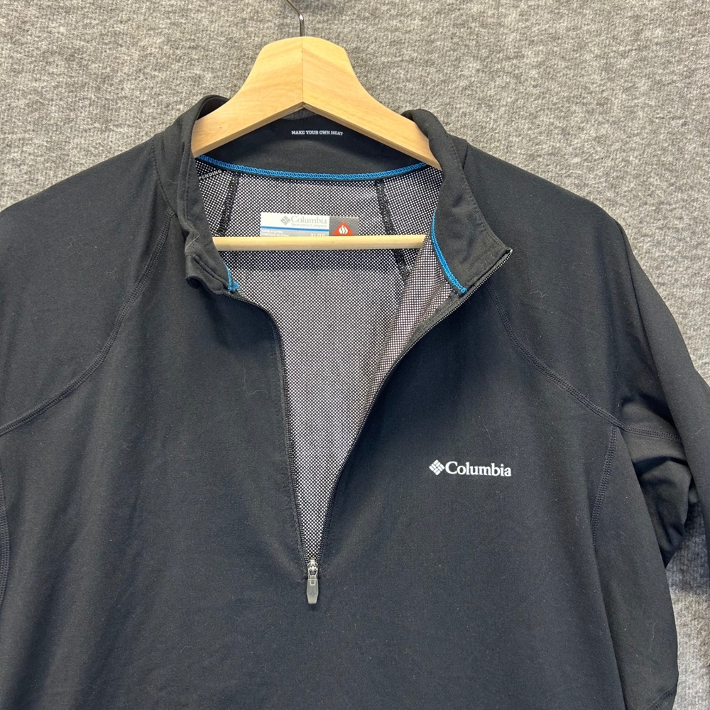 Columbia Omni-Heat Black Quarter Zip Pullover Thumbholes AM6942 Womens XL